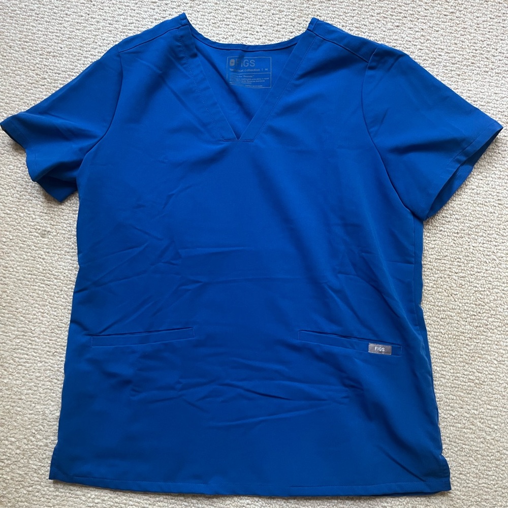 Figs Casma Three-Pocket Scrub Top - Royal Blue